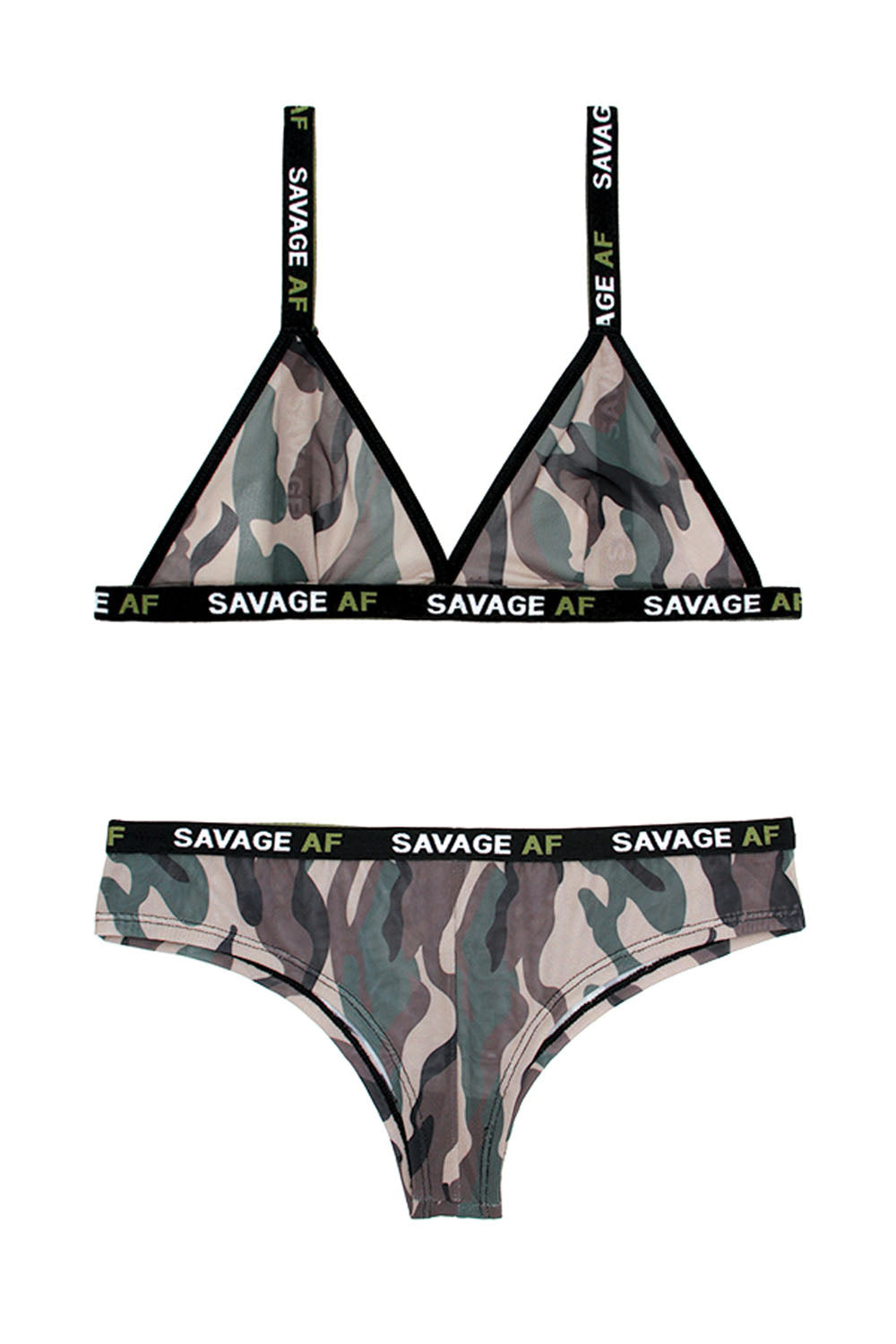 Camo Mesh Bralette & Cheeky Panty Set: Unleash Your Inner Savage!
