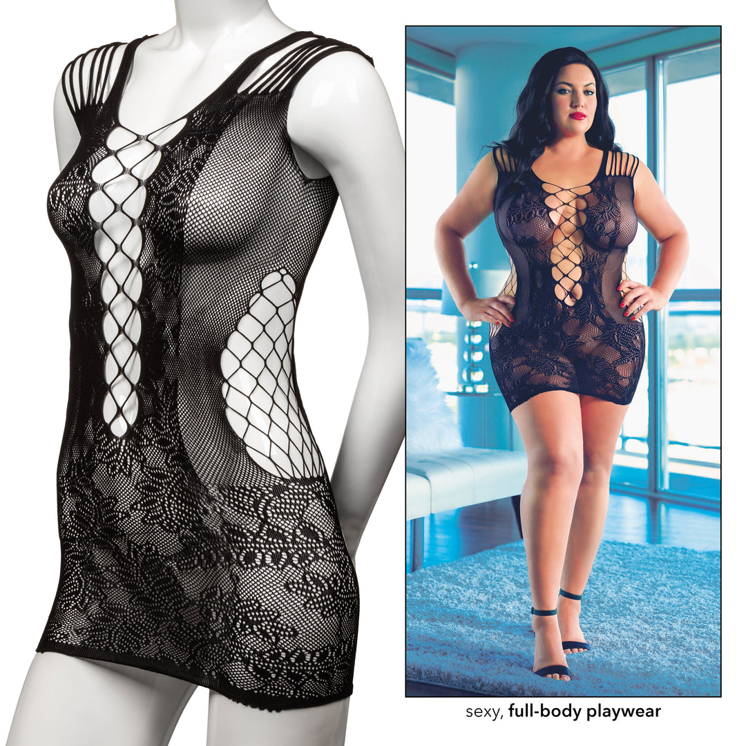 Scandal Peek-A-Boo Mini Dress: Seductive, Playful Lingerie for Curvy Sizes