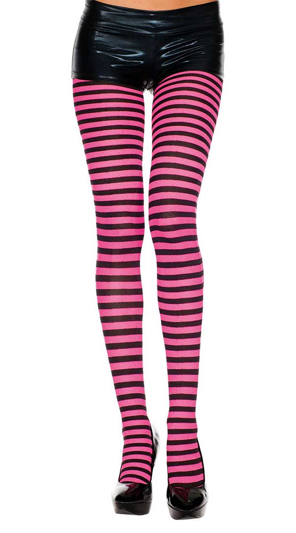Striped Black & Fuchsia Tights
