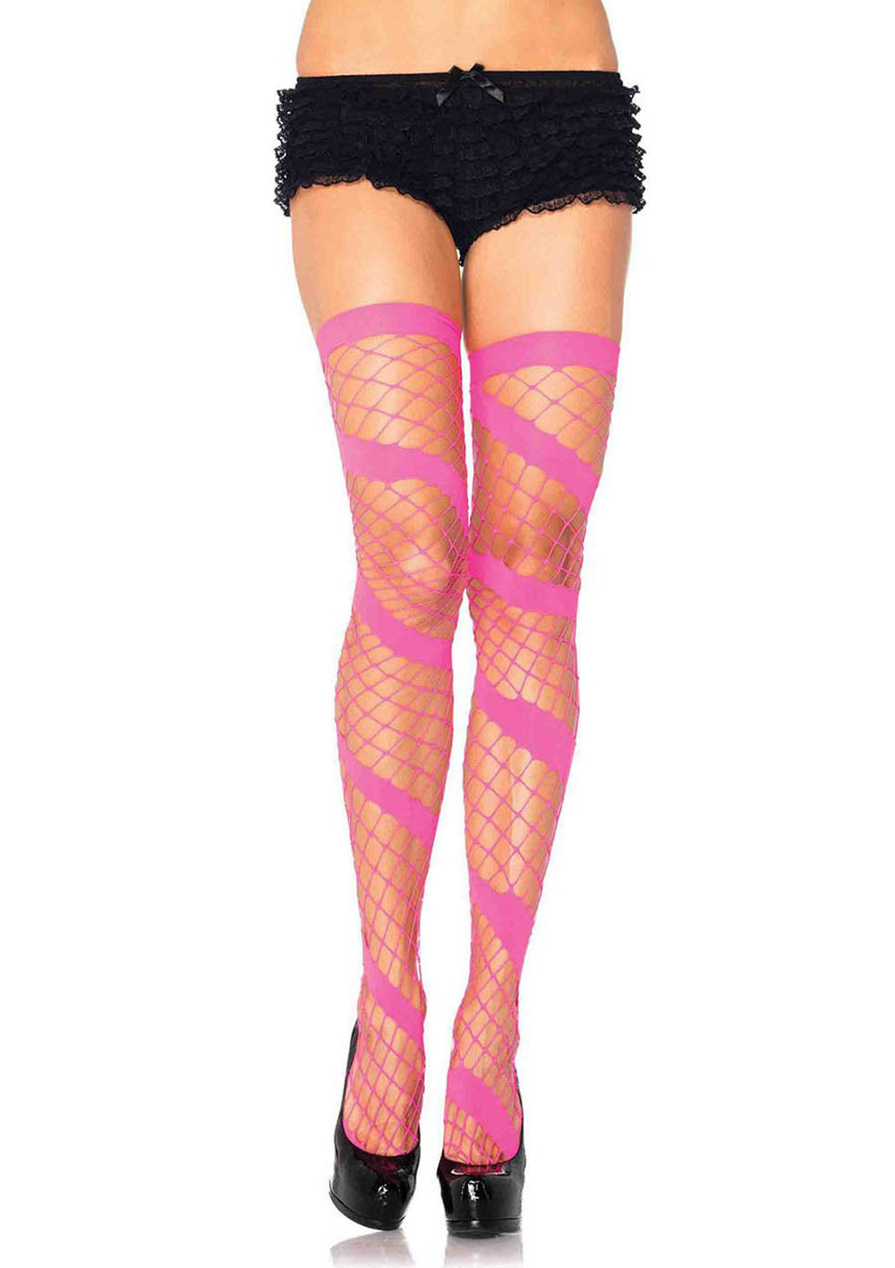 Fabulous Swirl Diamond Net Thigh Highs - Unleash Your Confidence!