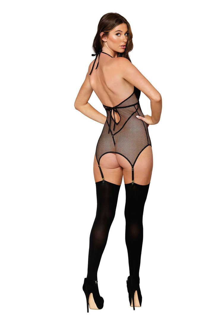 Sizzling Fishnet Garter Slip: Sexy, Comfortable, Alluring.