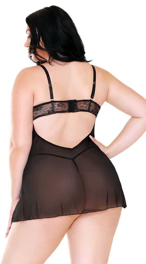 Marissa Mesh and Lace Chemise & G String