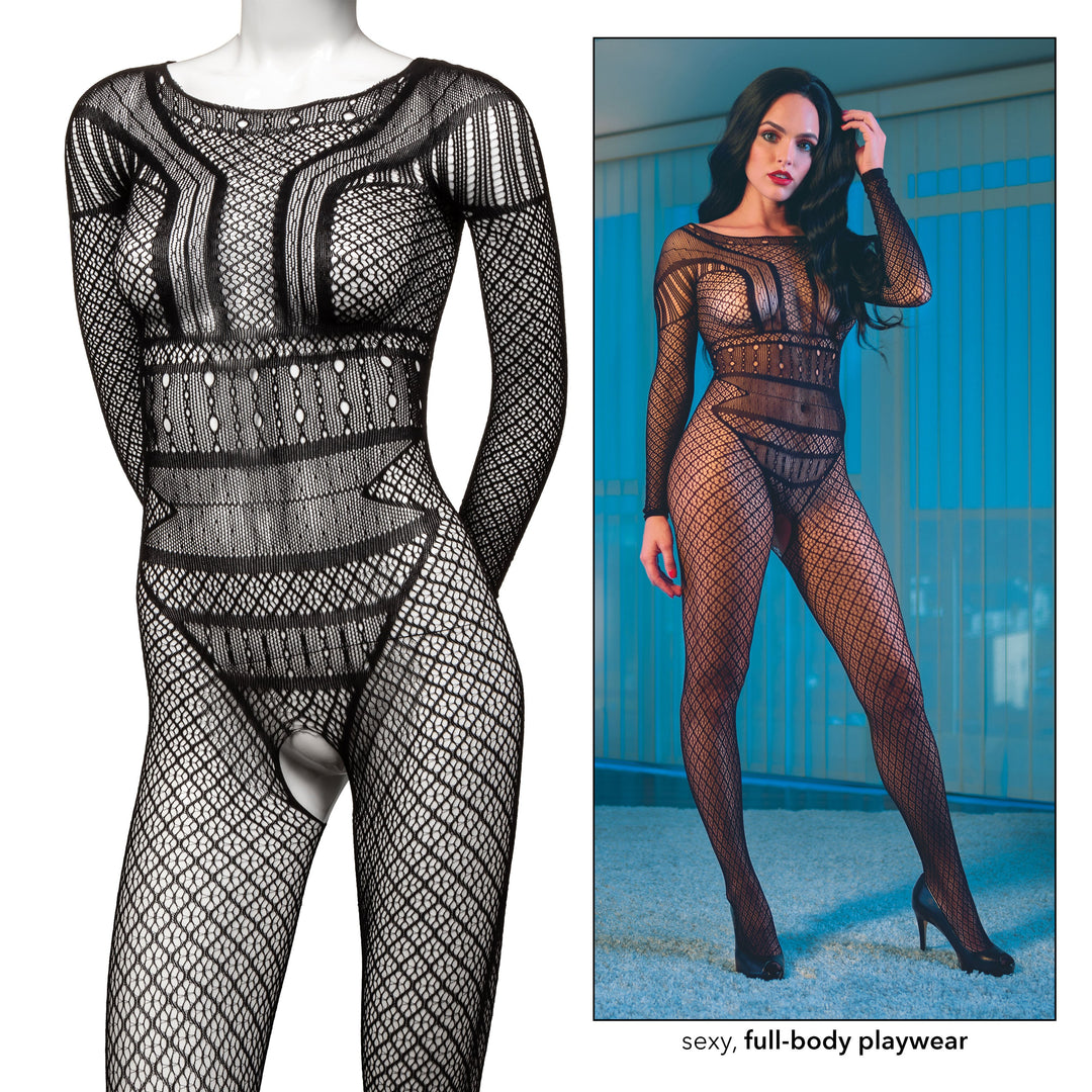 Scandal Lace Full Length Crotchless Bodysuit: Unleash Your Seductive Side!