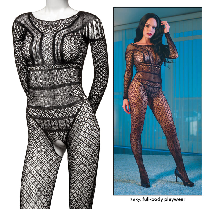 Scandal Lace Full Length Crotchless Bodysuit: Unleash Your Seductive Side!