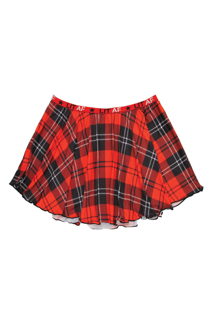 Stretch Plaid Skirt with "Lit AF" Elastic - Feel Confident and Sexy All Night Long!