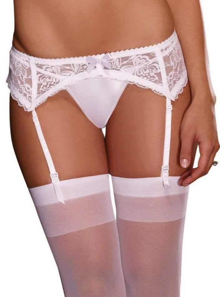 Fabulous and Flirty Adjustable Lace Garterbelt in White